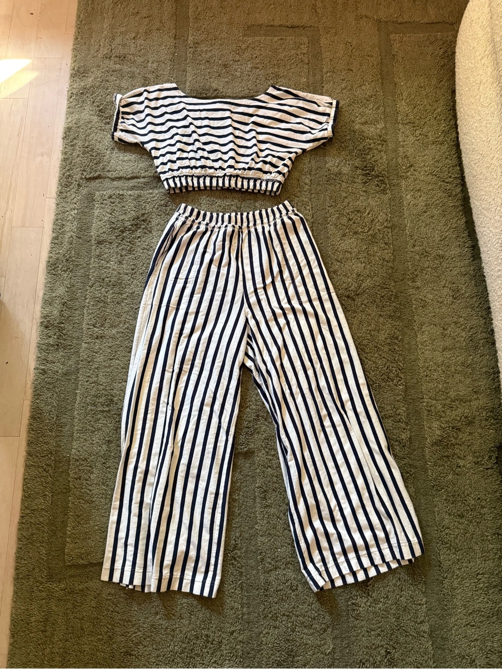 Free People Navy & White Striped Wide-Leg Pants Set